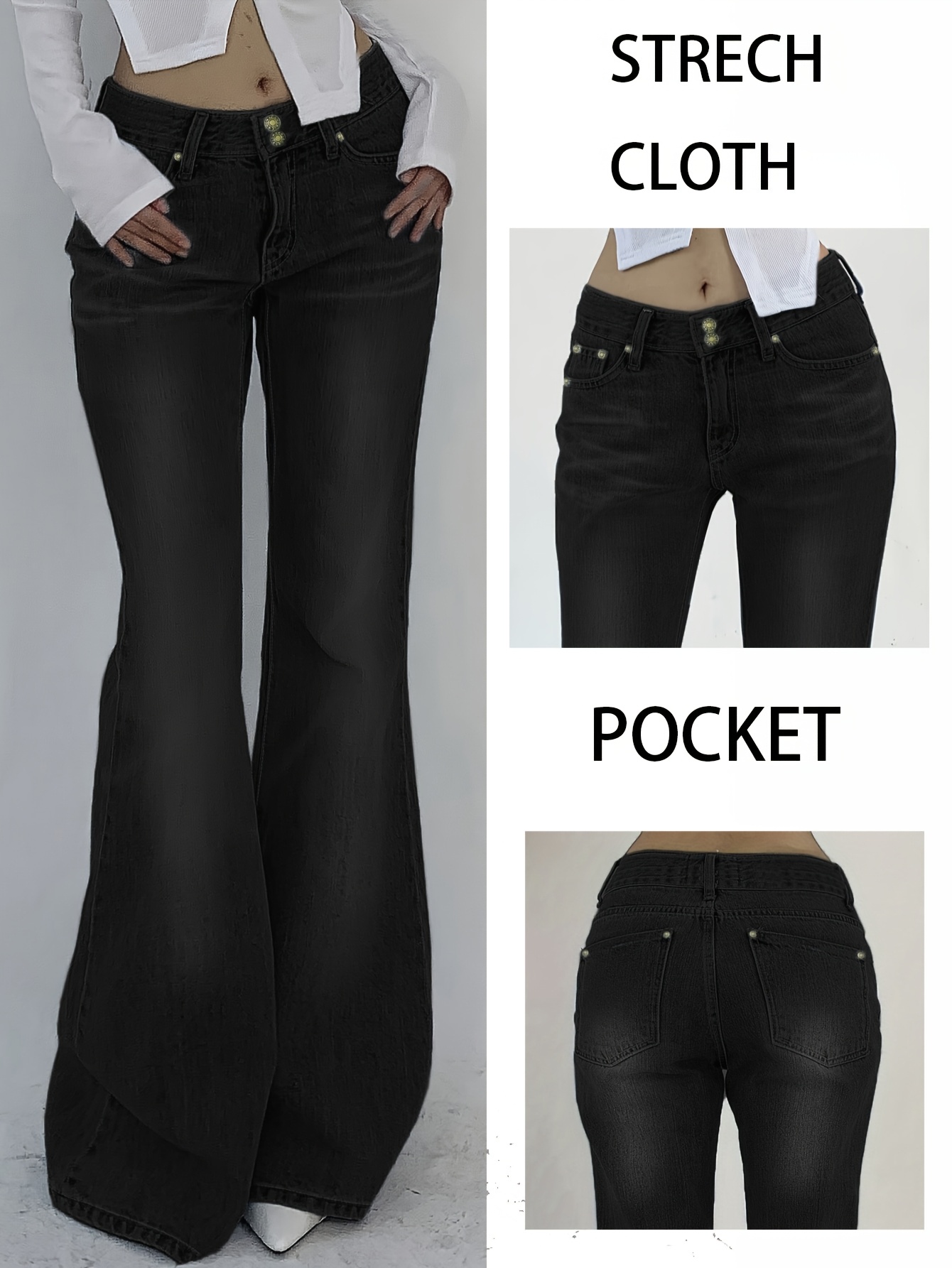 Baggy Jeans Damen Low Waist – Weites Bein, Stretch, Bequem Für Herbst & Winter