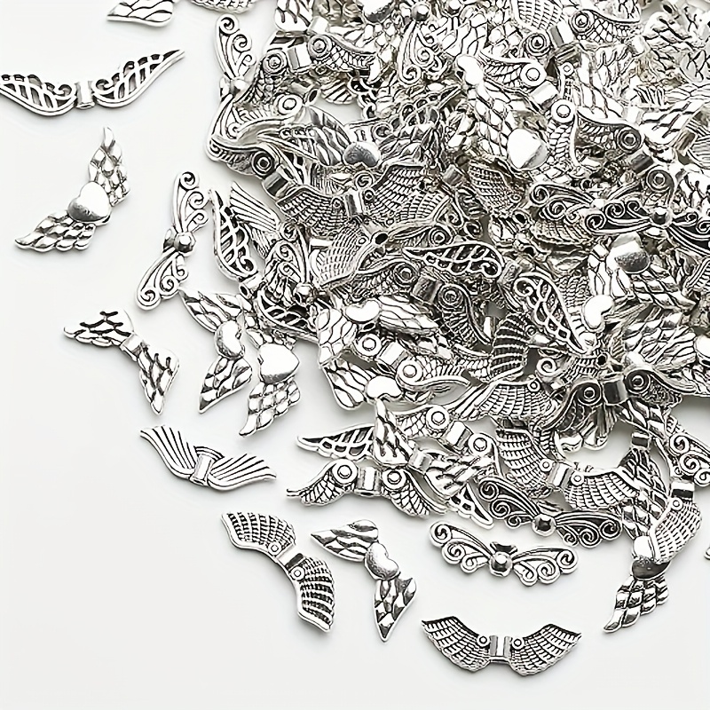 50pcs vintage angel   charms intricate alloy wing beads for   crafts bohemian style mixed   charms for bracelets necklaces earrings jewelry making supplies 0