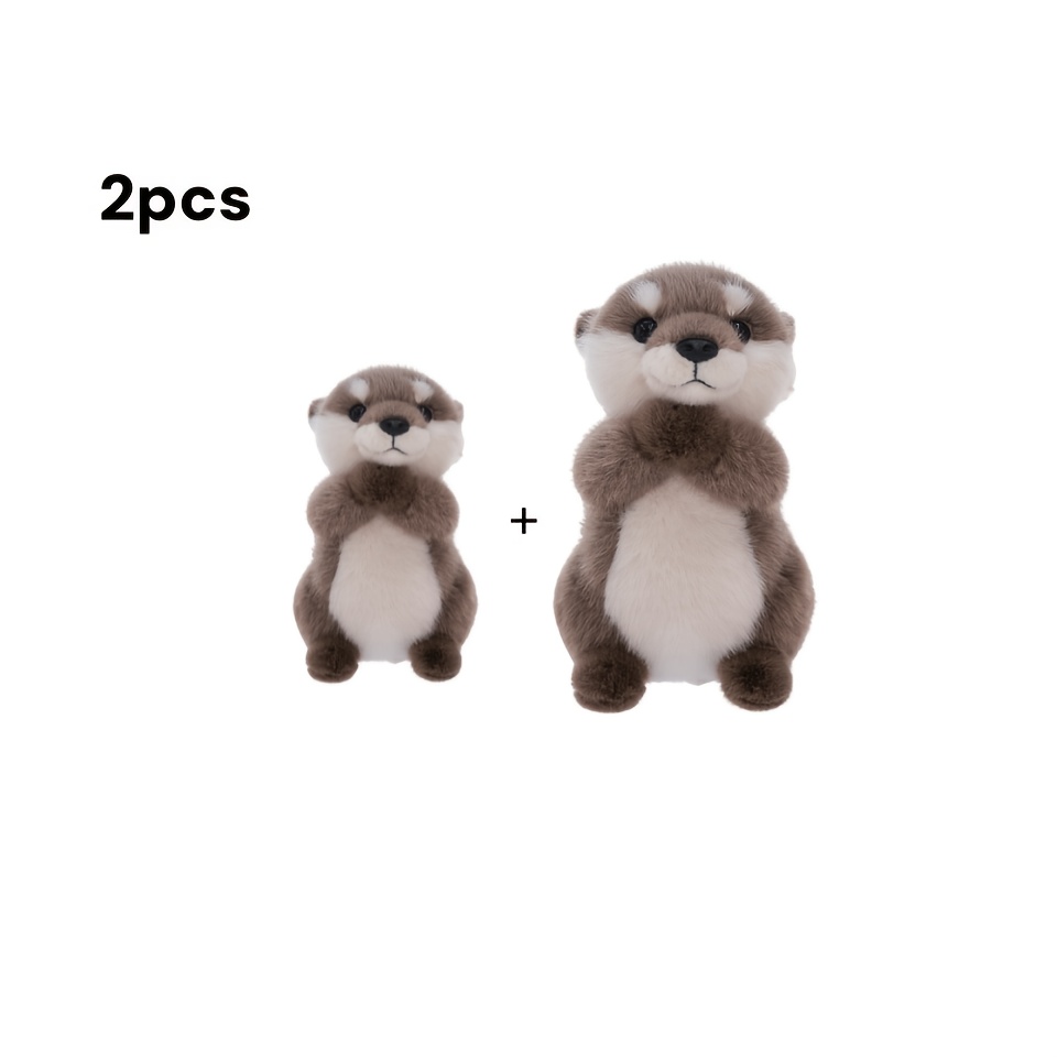Image of 2pcs Otter Plush Toy, Made Of Super Soft Plush Material, With A Cute Design Of , Is For Children During Holidays. A Stuffed Animal And A Plush Toy.