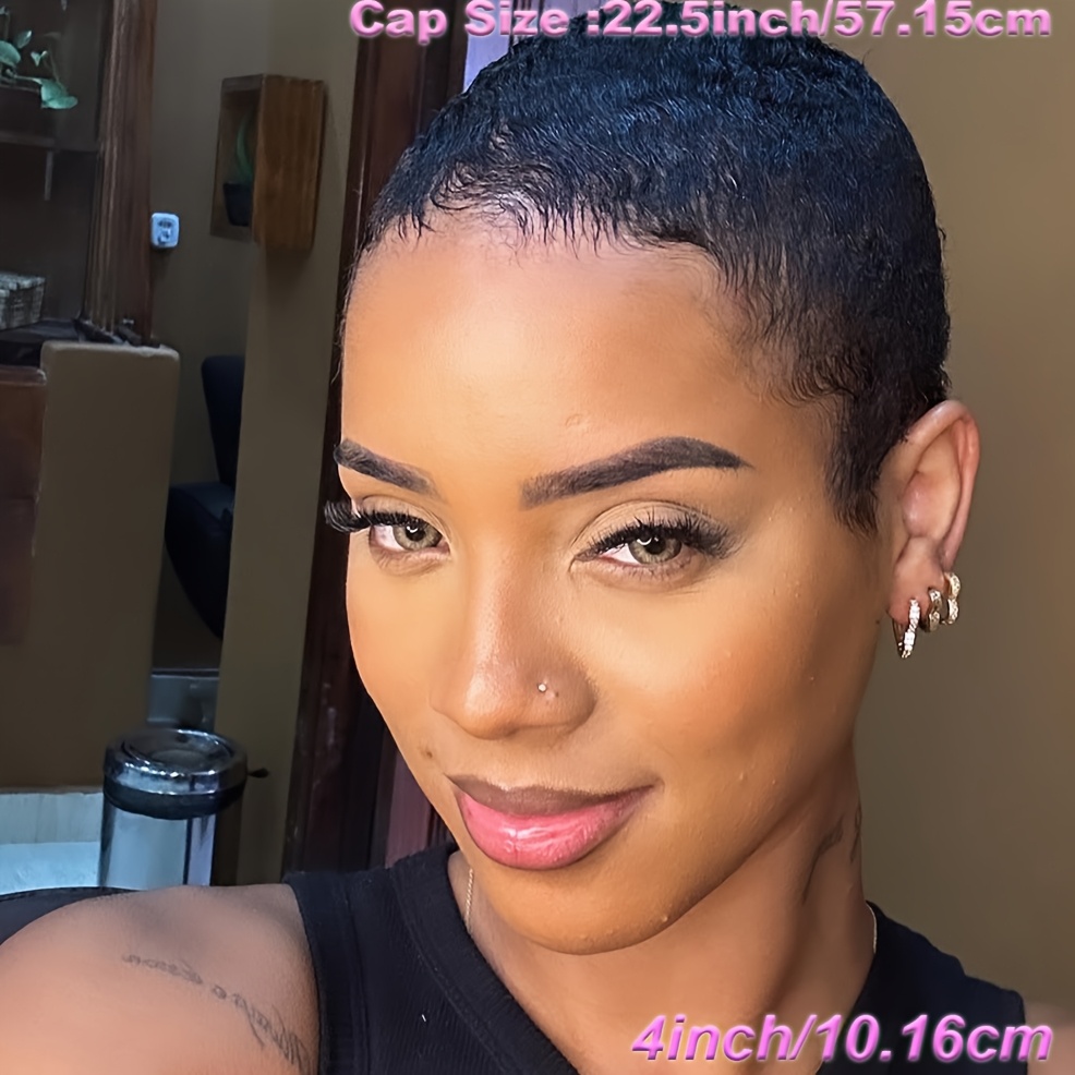 TEMU Perruque courte et lisse, coupe , cheveux humains 150% de , colle - Style bob, fabrication entière à avec bonnet en filet de rose, vrais cheveux