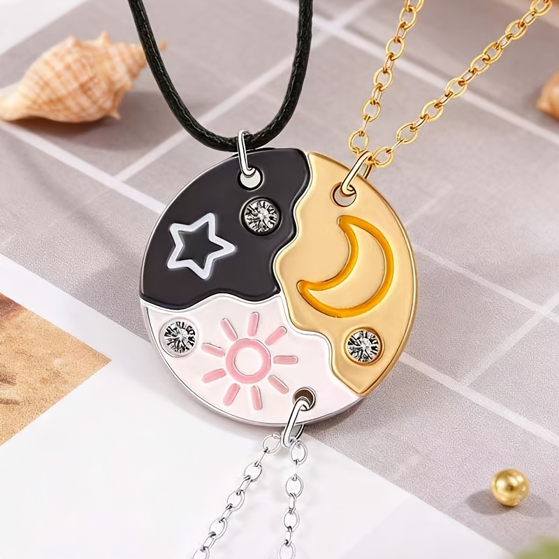 3pcs set   three person   necklace a gift for   and close female friends suitable for women to wear with the sun pattern an     for a gift