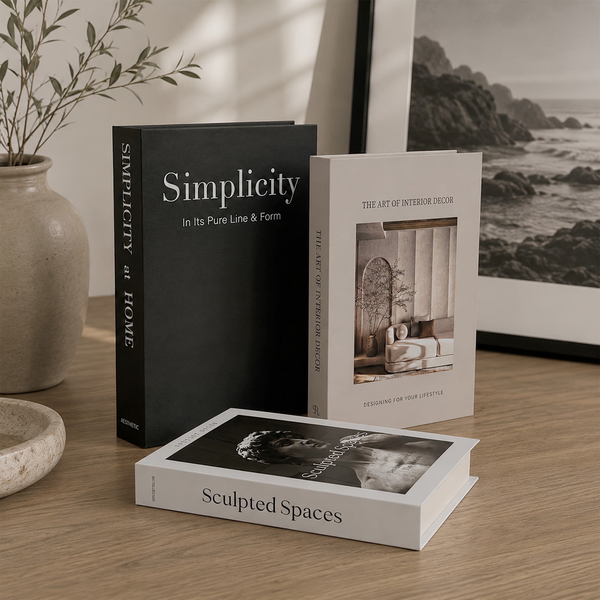 TEMU 3pcs Qiwsudfbw Modern Decorative Shelf Books - Architectural Suitable For Coffee Stations, Bookcase & Console Table Decor, Multi- Rectangular