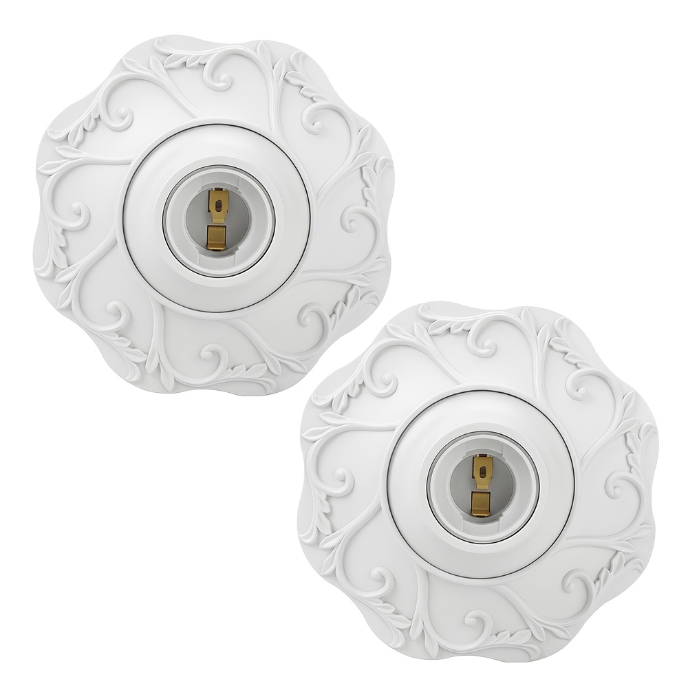 1/2/4pcs E26/e27 Bulb Pendant Lamp Holder Suitable For 110v/220v Voltage, Petal Relief Circular Fixed Base Bracket, Simple White Nut Socket, Suitable For Home, Office, And Industrial Use