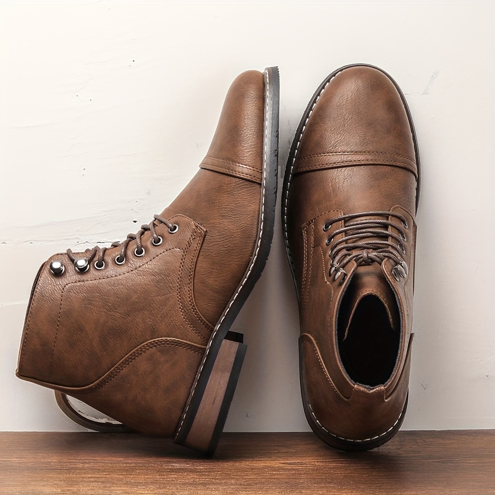 Botas Derby de Estilo Vintage para Hombre, con Cordones, Parte con de  Goma y Tacón Botines de Punta Redonda para */Otoñ