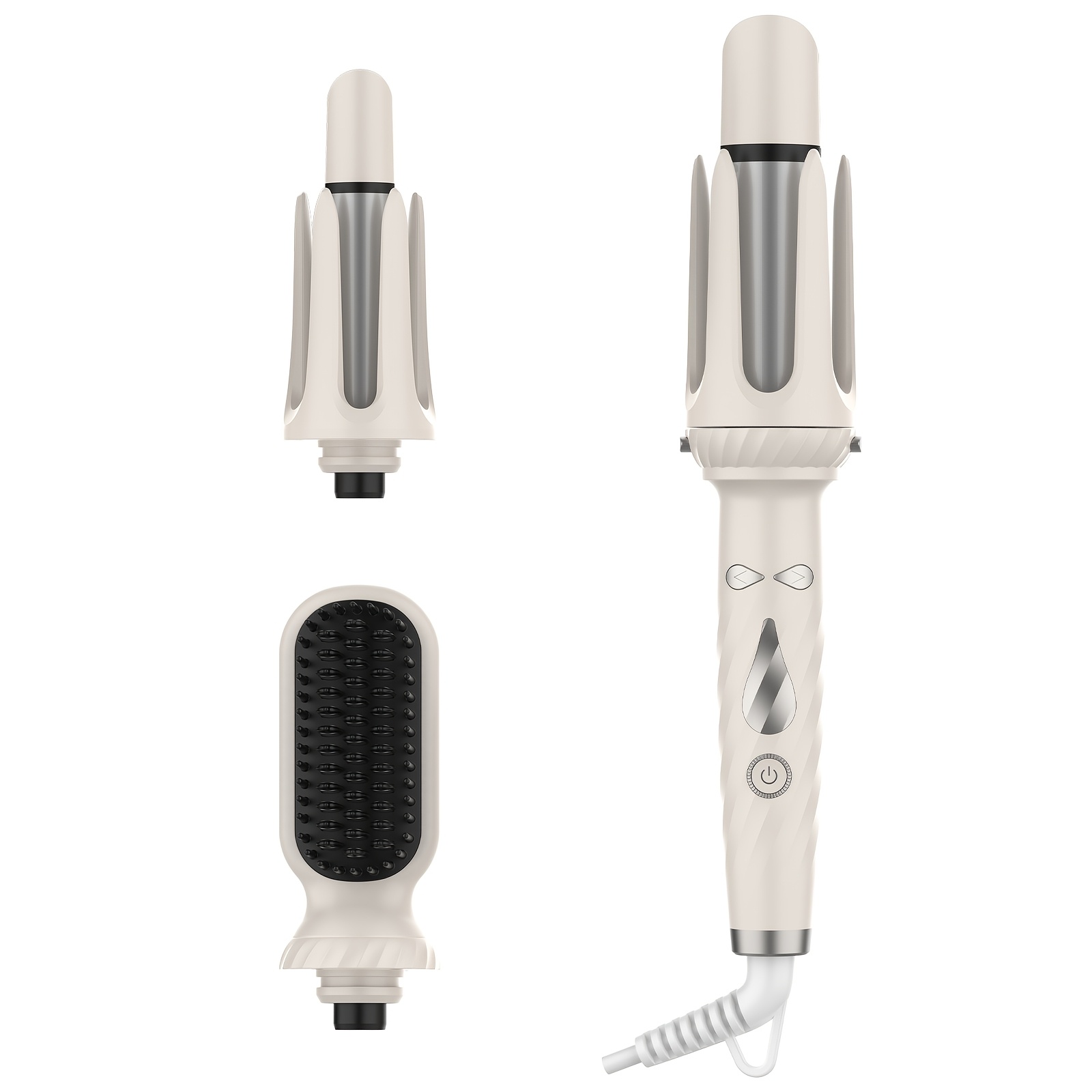 Image of Hair Curling Iron Kit With Interchangeable Curling Wand & Straightening Brush, For All Hair Types, , Perfect Gift For Women