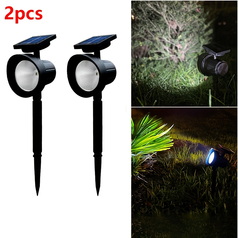 TEMU 2pcs Solar Spotlight, Bright Rainproof Spotlight, Ground Mounted Lawn Light, Suitable For Courtyard, Garden, Grass Passage