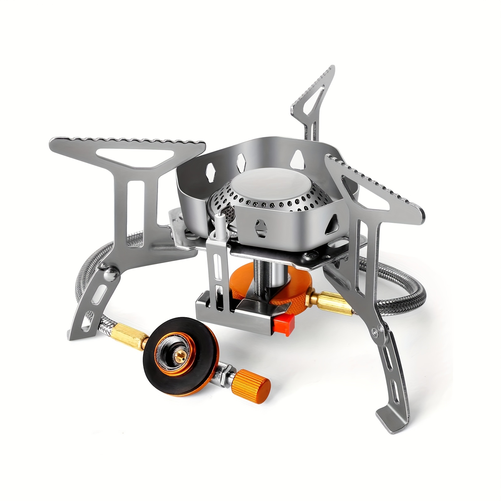 TEMU Windproof Camp Stove Camping Gas Stove With Fuel Canister Adapter, Carry Case, Portable Collapsible Stove Burner For Outdoor Backpacking Hiking