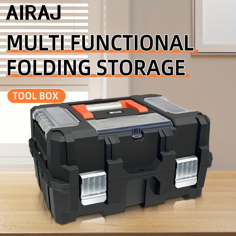 

Airaj 16-inch Heavy-duty Toolbox - , Folding Design With Tray & Dividers For Storage, Plastic, Organizer, Airaj