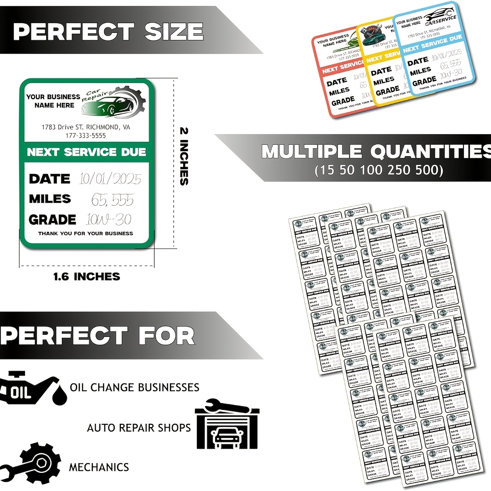 oil change stickers sold on Temu United States