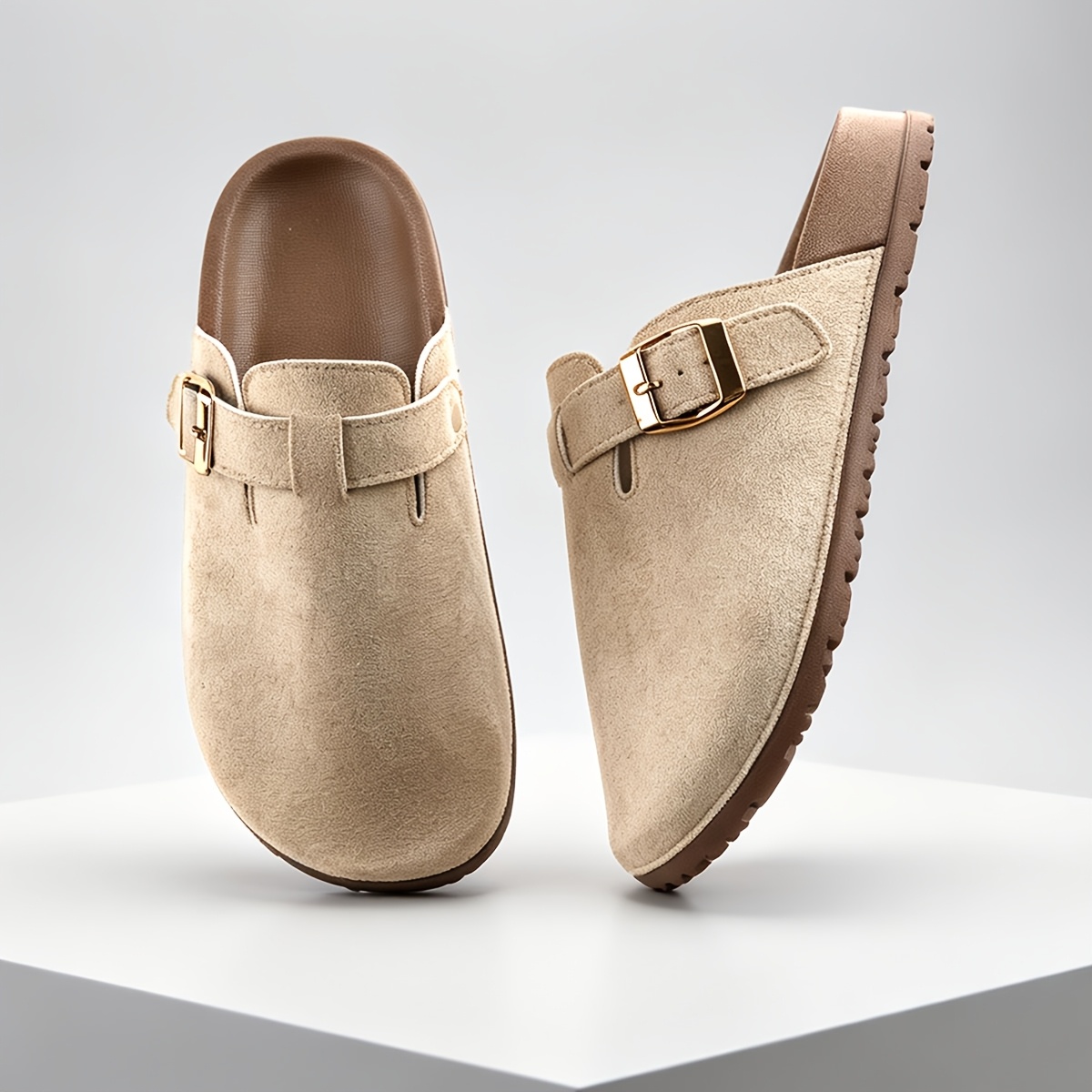 TEMU Smalleyes Women's Retro Mule Shoes, Smooth Round Toe Classic Silhouette, Exquisite Golden With Rich Upper Details, Backless Design For Daily