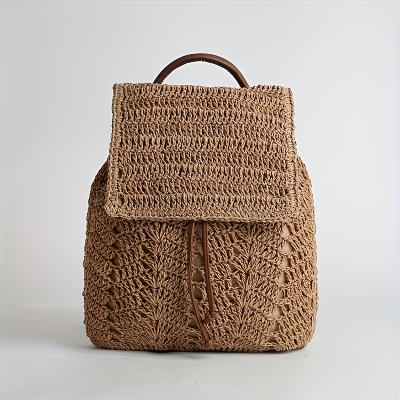 Bohemian Style Straw Backpack For Women - Lightweight, Adjustable Straps, Drawstring Closure - Perfect For Summer Beach Vacations And Photo Shoots