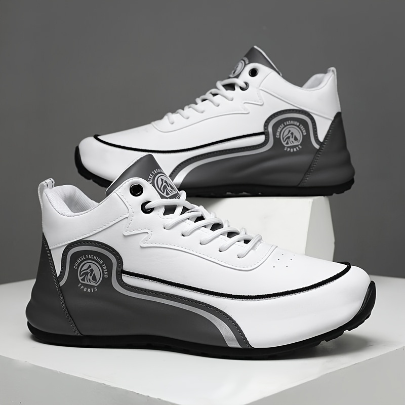 Men's Mid-Top Sneakers Upper & Sole Lace-Up Sneakers - Neutral Suitable for All- Comfortable Walking, Casual Wear, Gym Training, Cushioned Sole for Urban Commuting and Design