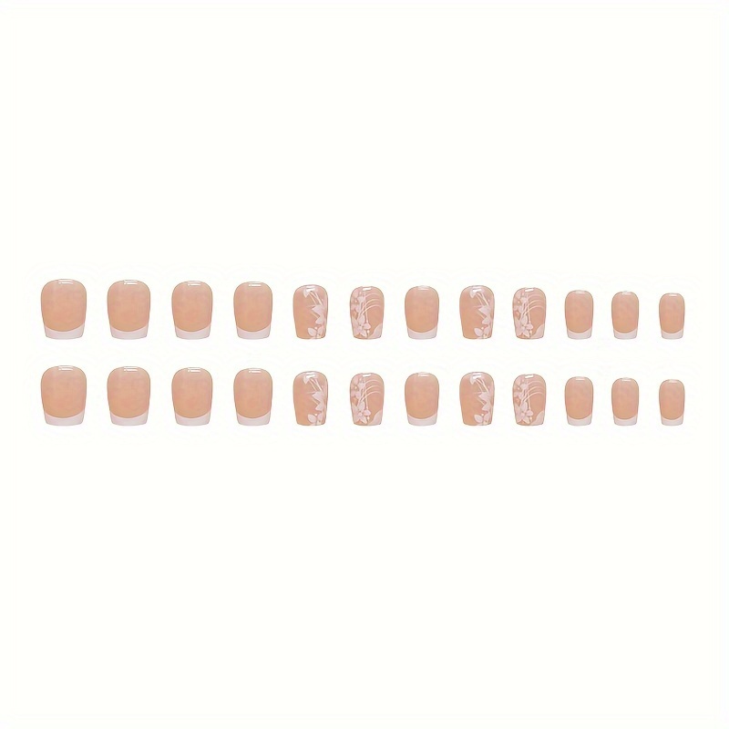 24pcs simple short pure desire cute   on nail stickers for s   a nail file and jelly   Product details 4