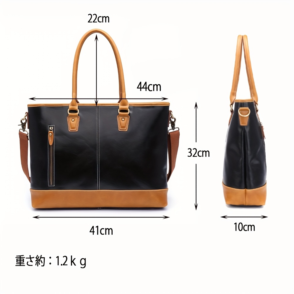 男性用の新しい大容量ハンド ビジネストートバッグ！牛革製で、底部にステッドが付いており、2つの使い方（2つの持ち方）が可能です。ブラックでご利用いただけます。 商品詳細 2
