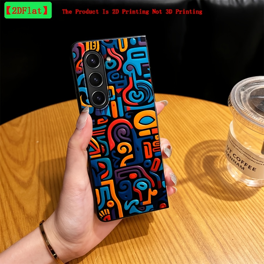 TEMU para teléfono: Carcasa con estampado 2D, no es impresión 3D, compatible con for Samsung for Fold4 Z Z Fold 7 6 5 4 3 Z Fold3, con de de dibujos