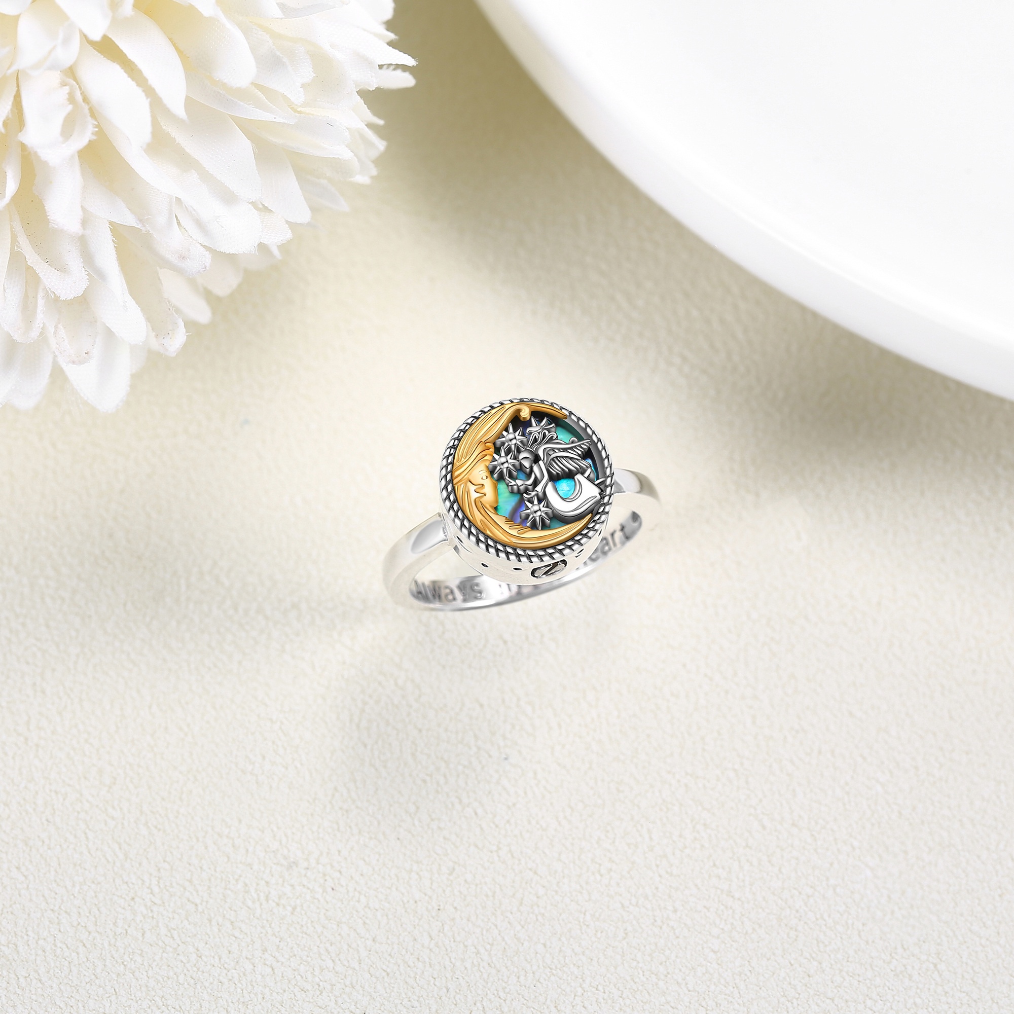 Women's 925 Sterling Silver Guardian Angel Urn Ring