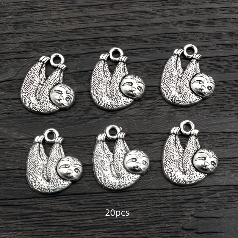 10/20pcs Ancient Silvery Sloth Charm Pendant Cute Animal Pendant Diy Handmade Jewelry Charm Accessories 17x15mm