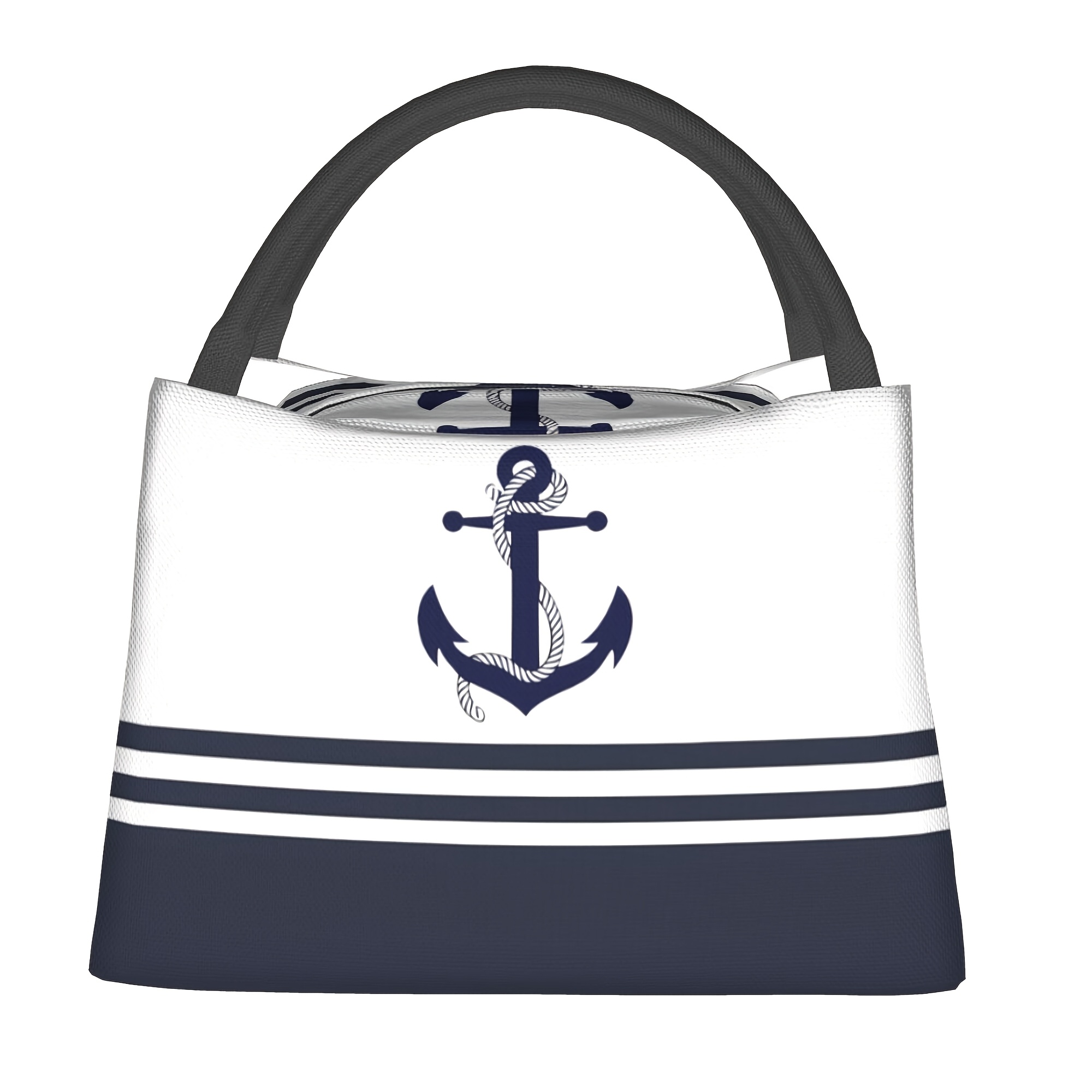 E-shop Tragbare, wiederverwendbare Kühltasche mit einfachem blauem Ankermuster, Isoliertasche, für Camping- Strandutensilien, geeignet für Zuhause,