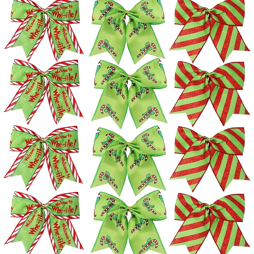 TEMU 12 pièces JANGOSTOR Grands Nœuds de Noël Larges - de Couronne , Ornements Préfabriqués de 6 Pouces Adaptés pour Arbre, Emballage Cadeau,