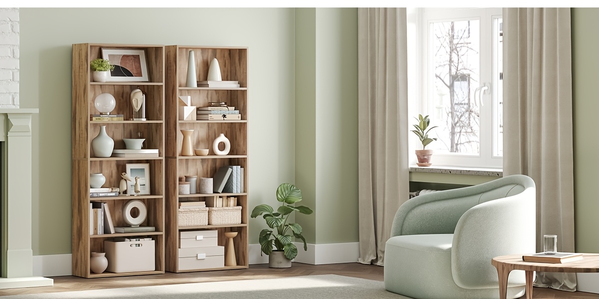 6-Tier Open Bookshelf Display - Space-Saving Bookcase for Home Office & Living Room, Book Organizer with Storage, Dining Room Shelf