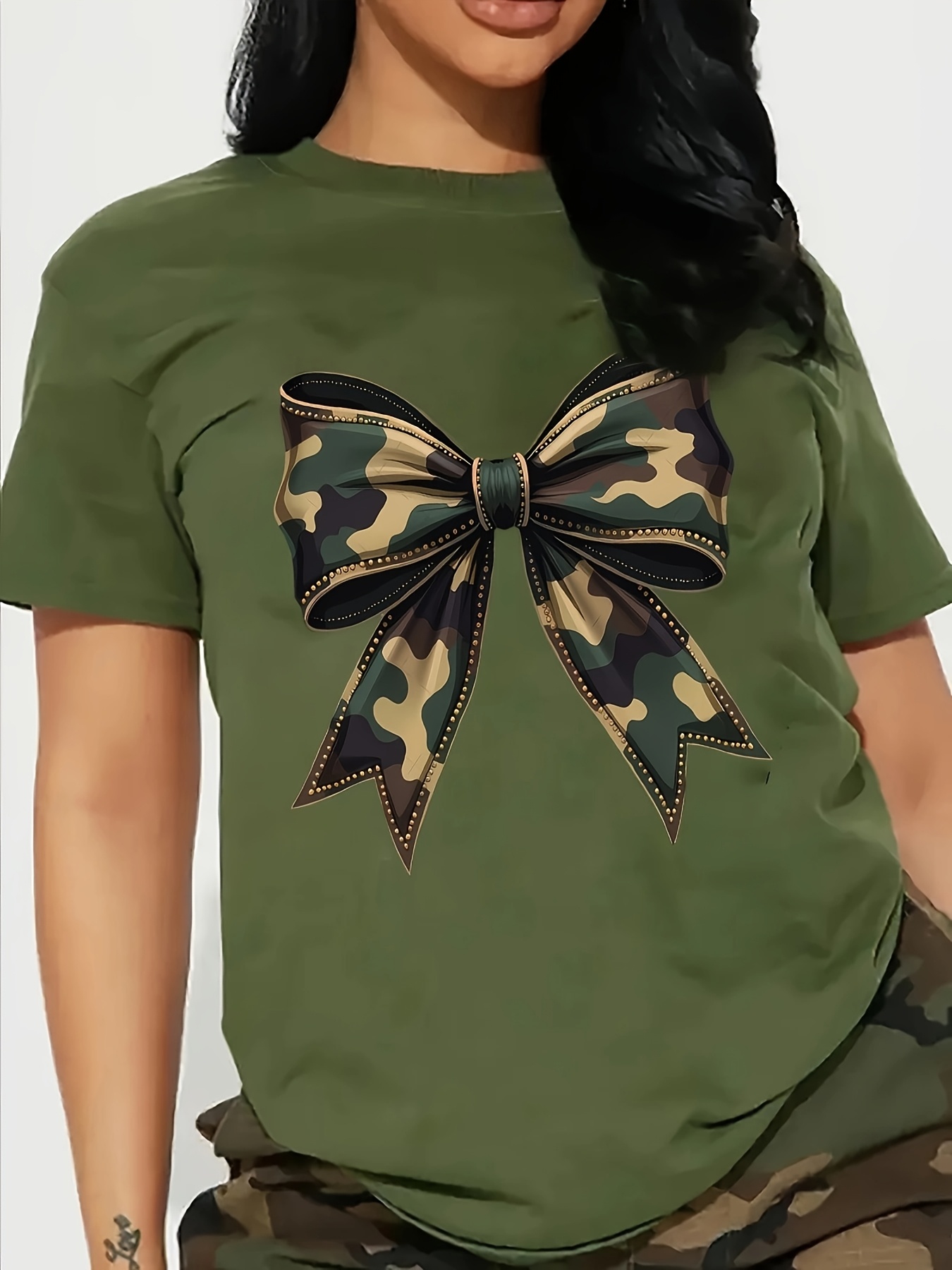 Blusa Ropa De Army Para Mujer Camiseta Manga Corta Estampado