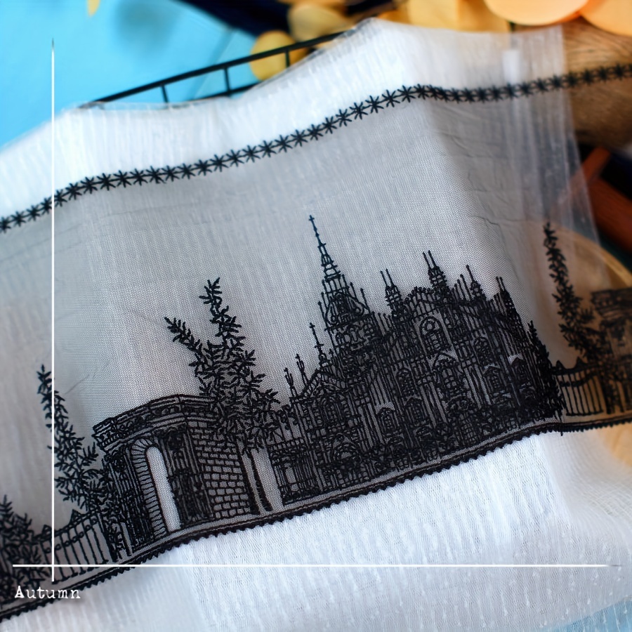 One-size Black And Embroidered Mesh Lace