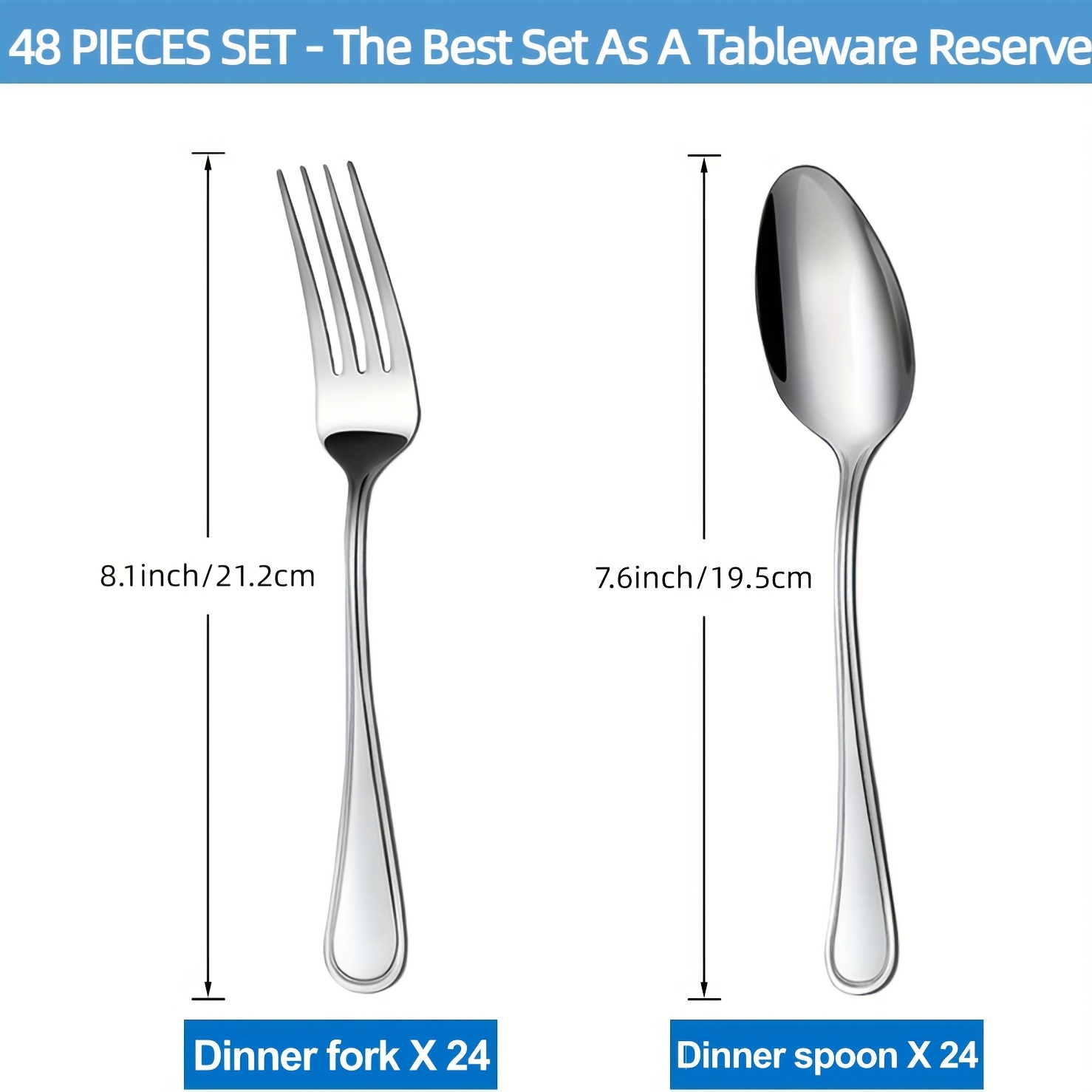 TEMU 48pcs Cutlery Set Including Forks And Spoons, Made From Food-grade Stainless Steel. This Silvery Cutlery Set Is Ideal For Home, Kitchen, And