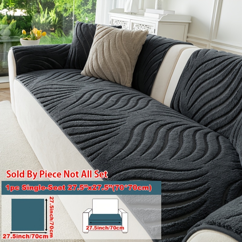 TEMU 1pc Of Plush Sofa Cover, Suitable For , Simple And Modern. Suitable For Living Room And Bedroom Decoration. The Sofa Cover Is Anti Slip,