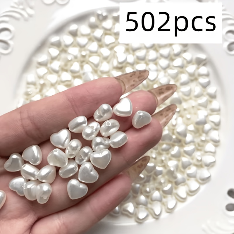 E-shop 502-teiliges Set 8mm Acryl Weiße Liebe DIY-Perlenzubehör Perlen-Abstandshalter Perle Valentinstag-Armband Hochzeit Unverzichtbar Haarschmuck