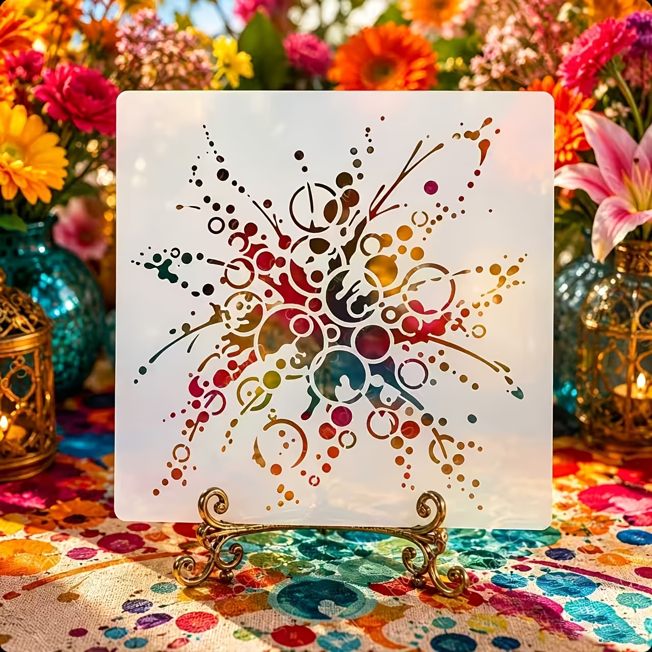 TEMU Abstract Splash Stencil Reusable Painting Stencil, Suitable For Art Crafts, Wall Decorations, Canvas, T-shirts, Furniture, Fabric Painting,