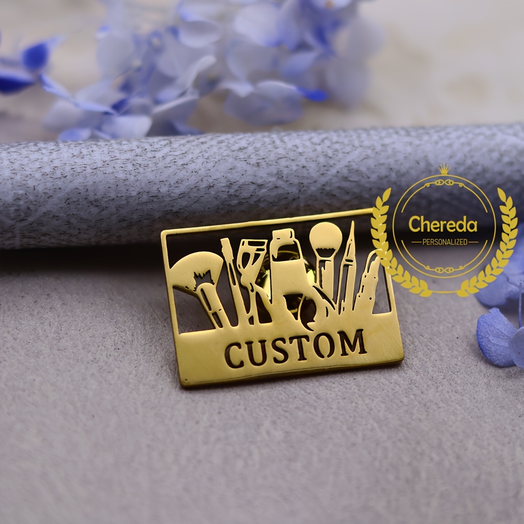 TEMU Spille personalizzate in acciaio inossidabile per trucco, adatte sia per che per donne, come regalo di compleanno o come badge per camicie e