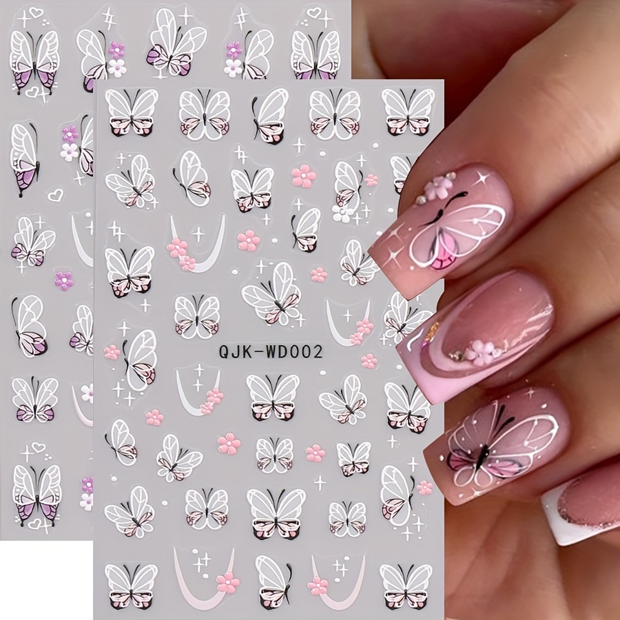 

2 Micro- 3d Semi-transparent Nail Stickers Qjk-wd002+003