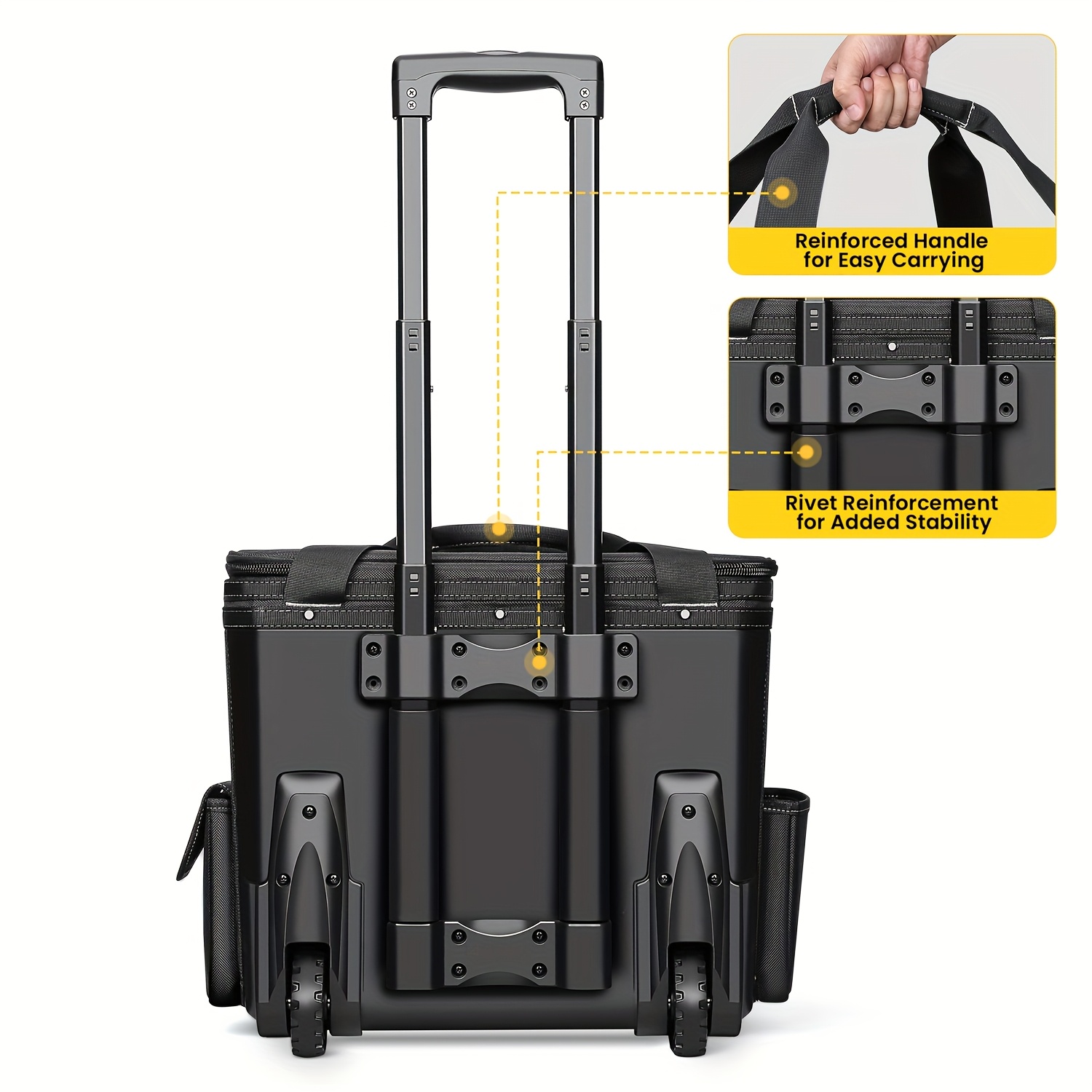   50.8cm 58 Litre Tool Bag with Wheels - Black,   Transport, Workshop Organization, Rugged Design, Durable Construction, Reinforced Fabric, Highcapacity Storage, Utility Cart, Rolling Toolbox,  , Professional  