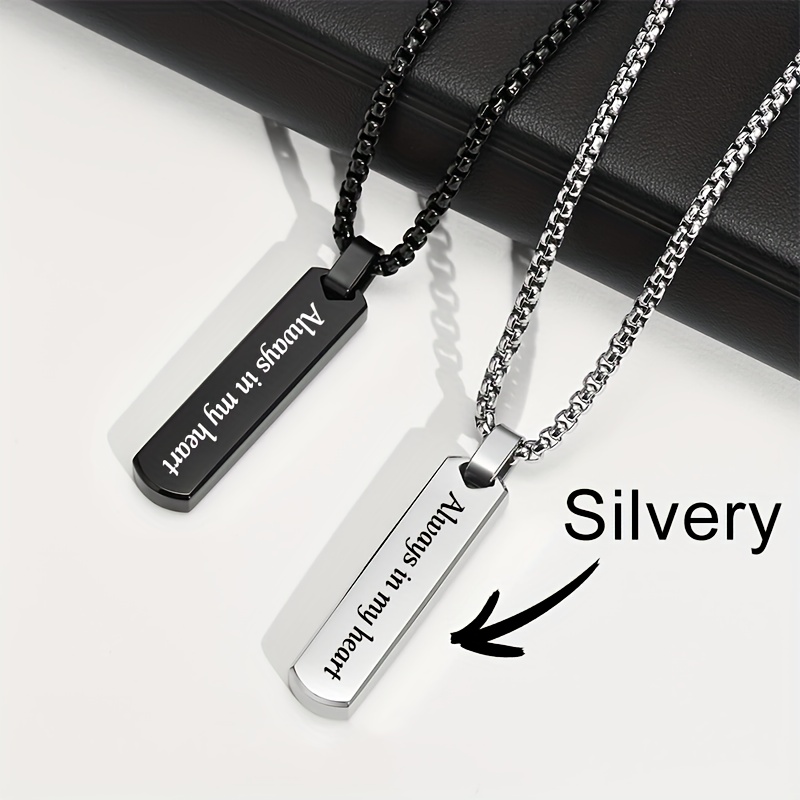 TEMU Collar de Acero Inoxidable 316 Grabado Personalizado - Colgante Largo de Calidad con /Mensaje Personalizado, Regalo Moderno y Sencillo para