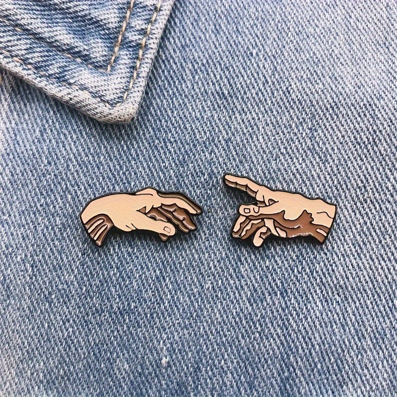 2pcs Interesting Hand Gesture Lapel Pins For Men, Mini Alloy Lapel Pin For Backpack Hat Clothes Suitable For Teens