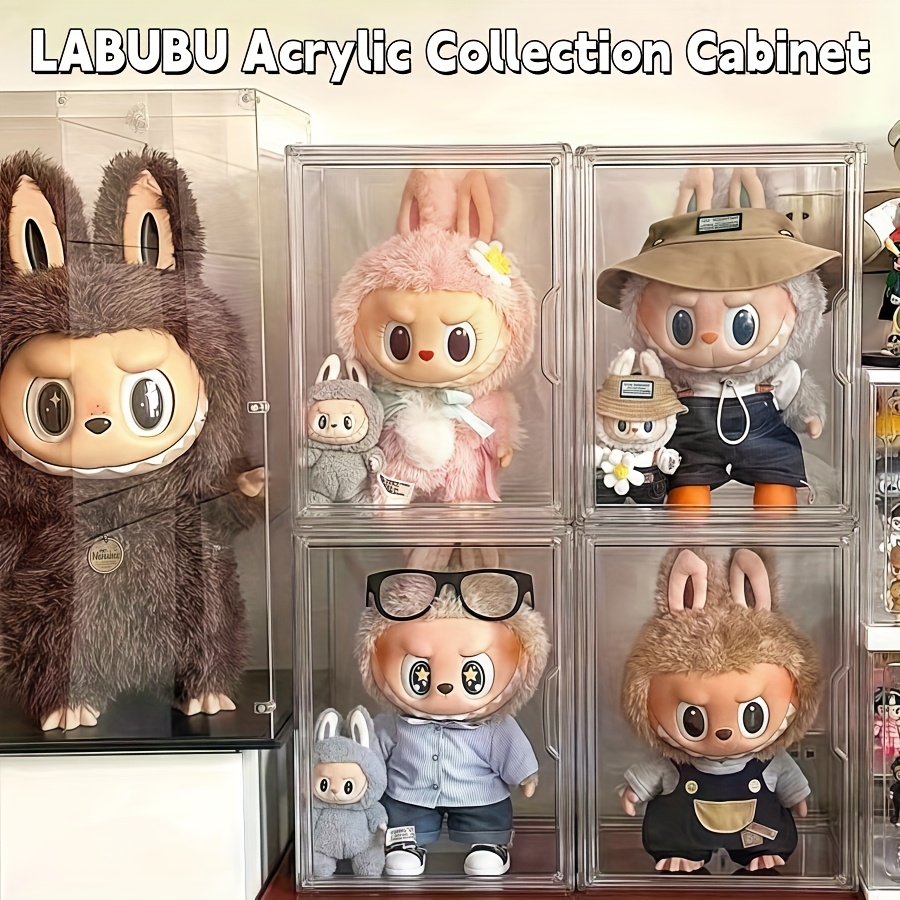 

1pc Acrylic Labubu Transparent Collection Cabinet, Transparent Plush Doll Storage Box, Used For Organizing And Displaying, Dust-proof Storage, Very Suitable For Doll Collection, Gift