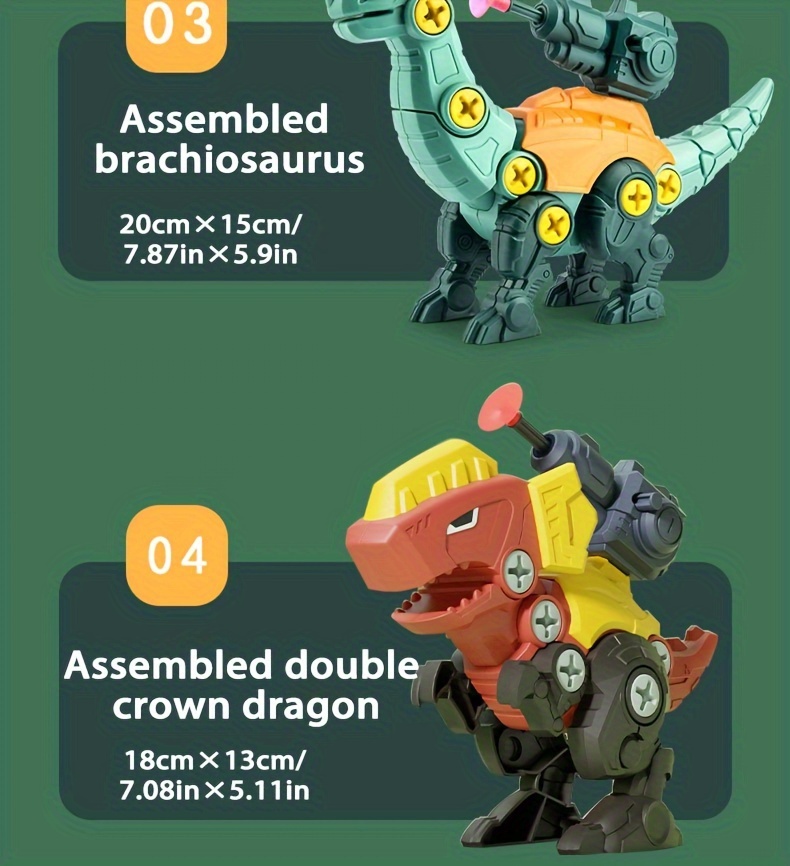 disassembly dinosaur childrens diy assembling   boy toy screw tightening combination set puzzle ejection details 8