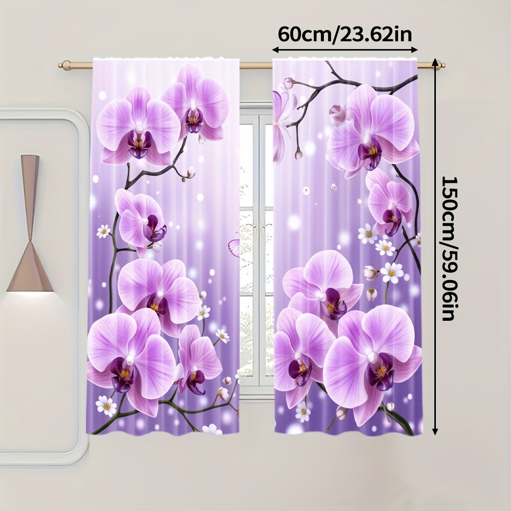TEMU 2D Flat - 2D Flat - Set , con Motivi a Viola, Queste Tende Semi-Trasparenti Realizzate in Tessuto Resistente 100% Poliestere. Ideali per