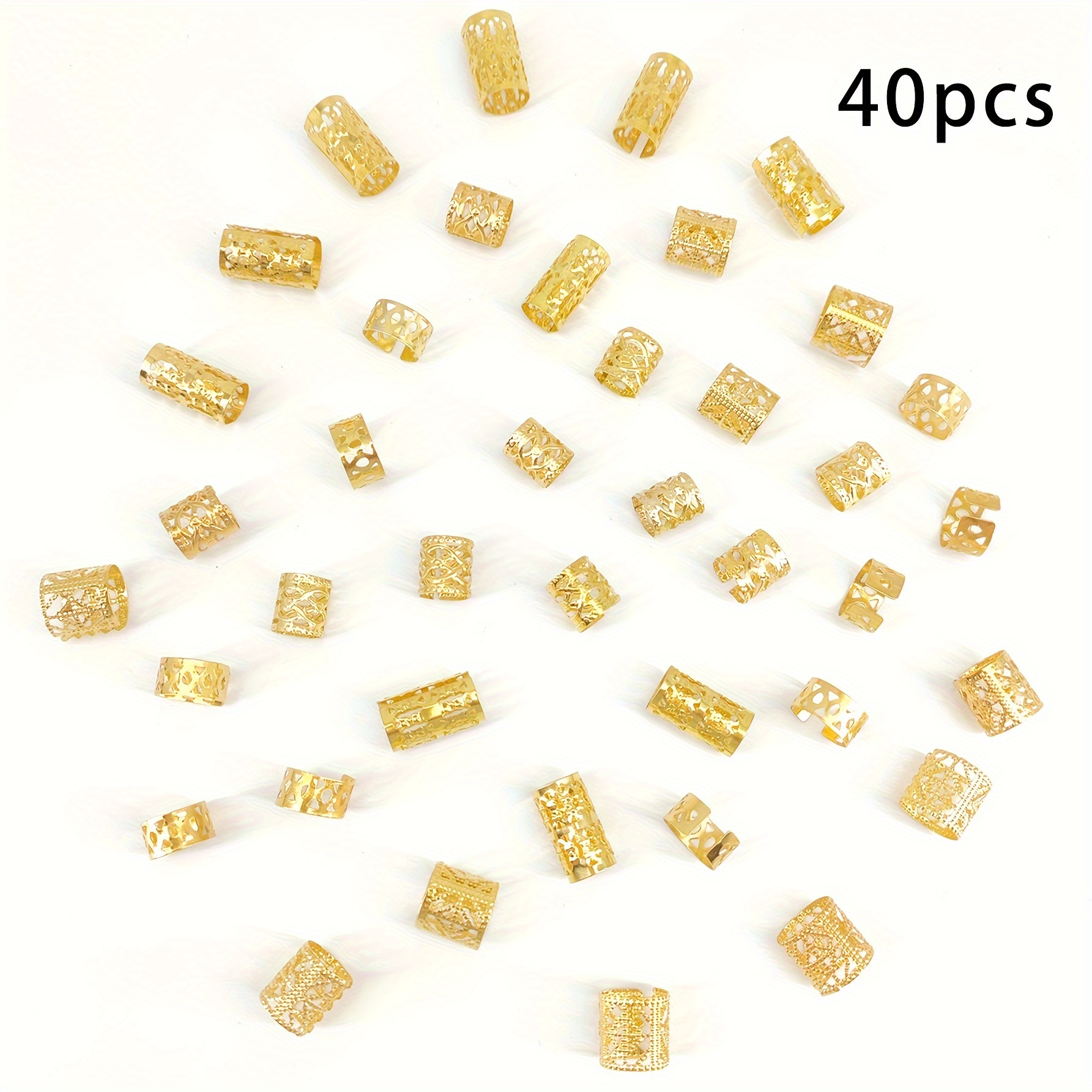 Image of 40pcs Hair Jewelry For Braids, Multi Style Hair Cuffs Adjustable Metal Golden Braids Rings Non-piercing Ear Clips Hair Braids Jewelry Decorations For Women