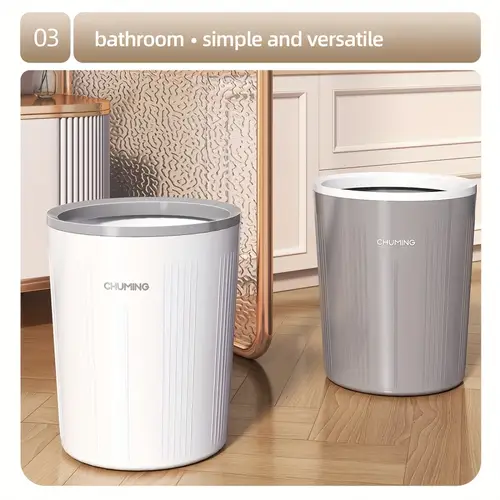 combination set of large and small round trash bins made of plastic suitable for use in kitchens living rooms bedrooms bathrooms offices outdoors and student dormitories