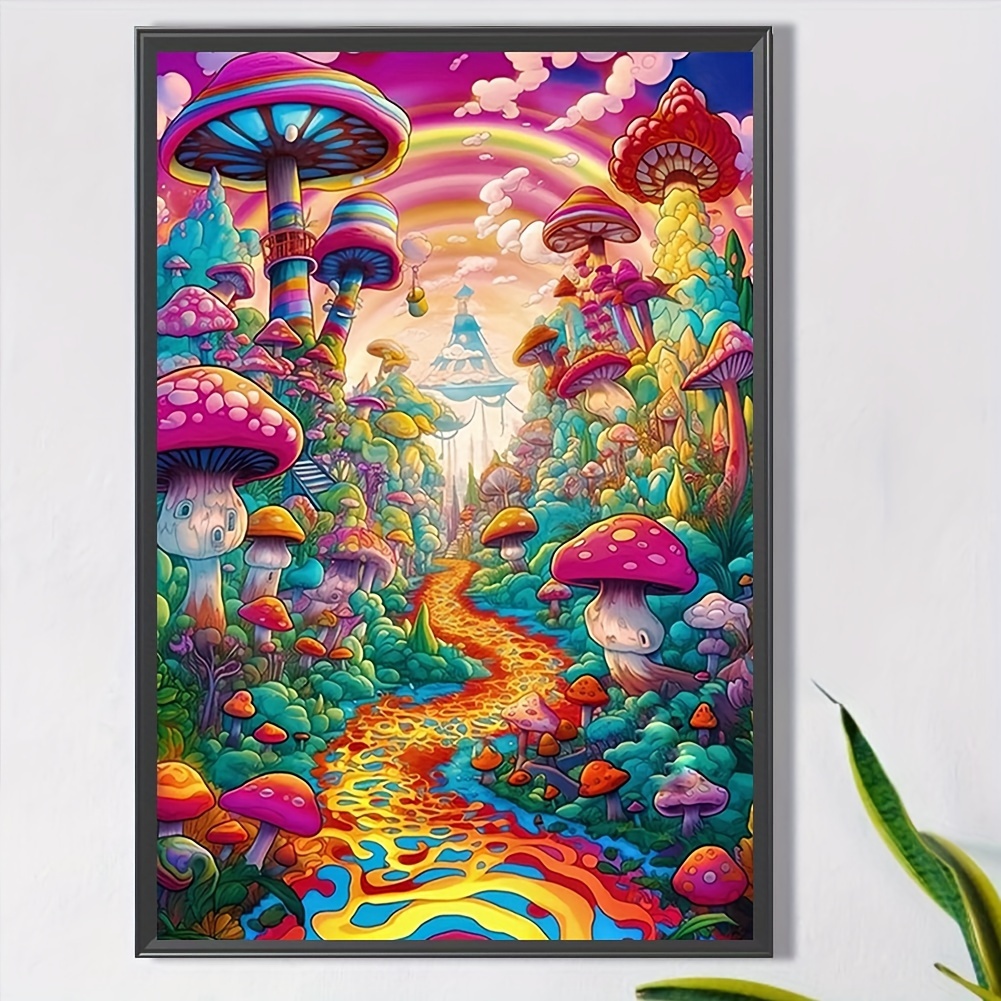 

Diy 5d Rainbow Mushroom Diamond Painting Kit, Round Acrylic Full Drill Mosaic Art Set, Home Office Wall Decor, Frameless (15.7x27.5 Inch)