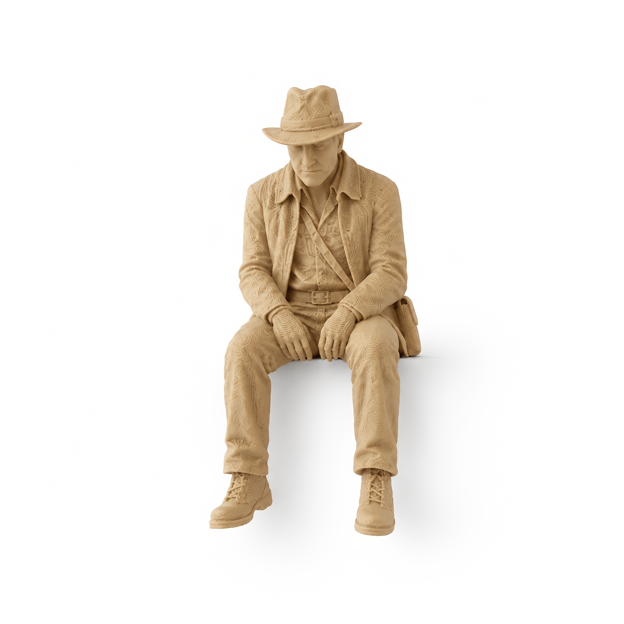 TEMU Matte Beige Explorer- Sitting Statue, Vintage Adventurer Desk , Displaying A Sitting And Resting Posture, For Bookshelf Edges, Office , And Home