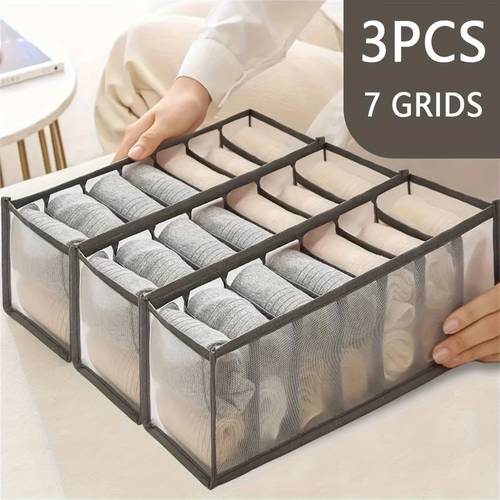 3pcs space saving mesh socks underwear and belt organizer nylon drawer divider 7 grids 11 grids