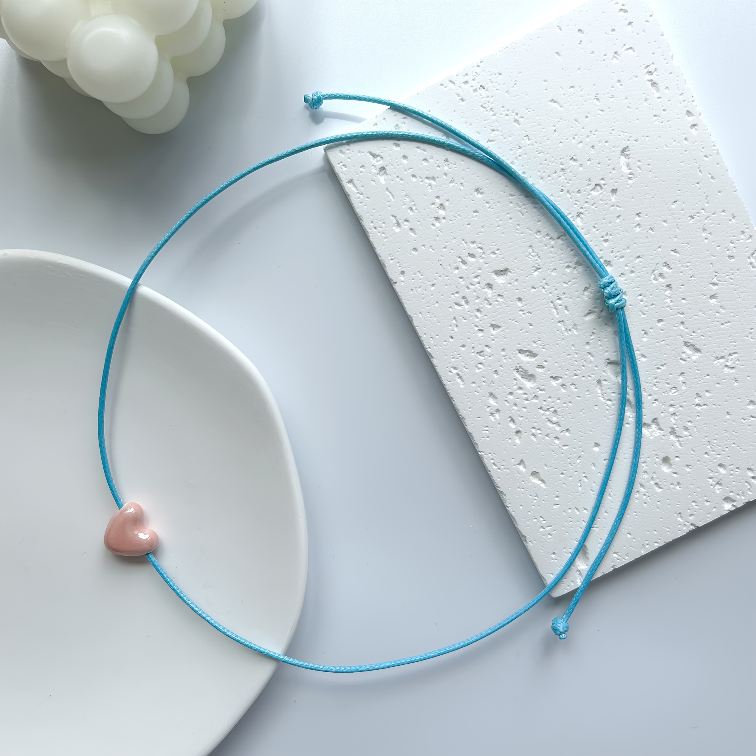 Image of 1pc Fashionable Romantic Elegant Versatile Heart Ceramic Necklace For Daily Wear, Parties, And Gatherings