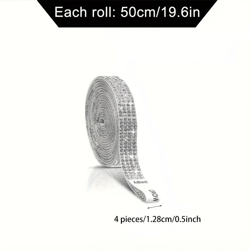 TEMU 1 Roll Of High-density Self-adhesive Diamond Ribbon, Approximately 50cm Long, In 4/6/8/10/12/14/16 Diamond . Diy Craft Jewelry Tape - Suitable