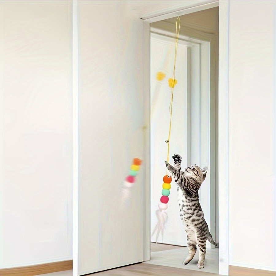 

Self-entertaining Cat Toy Feather Bell Cat Stick Hanging Door Hanging Swing