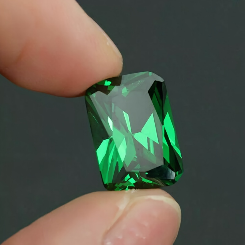 Hand Cut Round Lab Grown Synthetic Emerald Ring