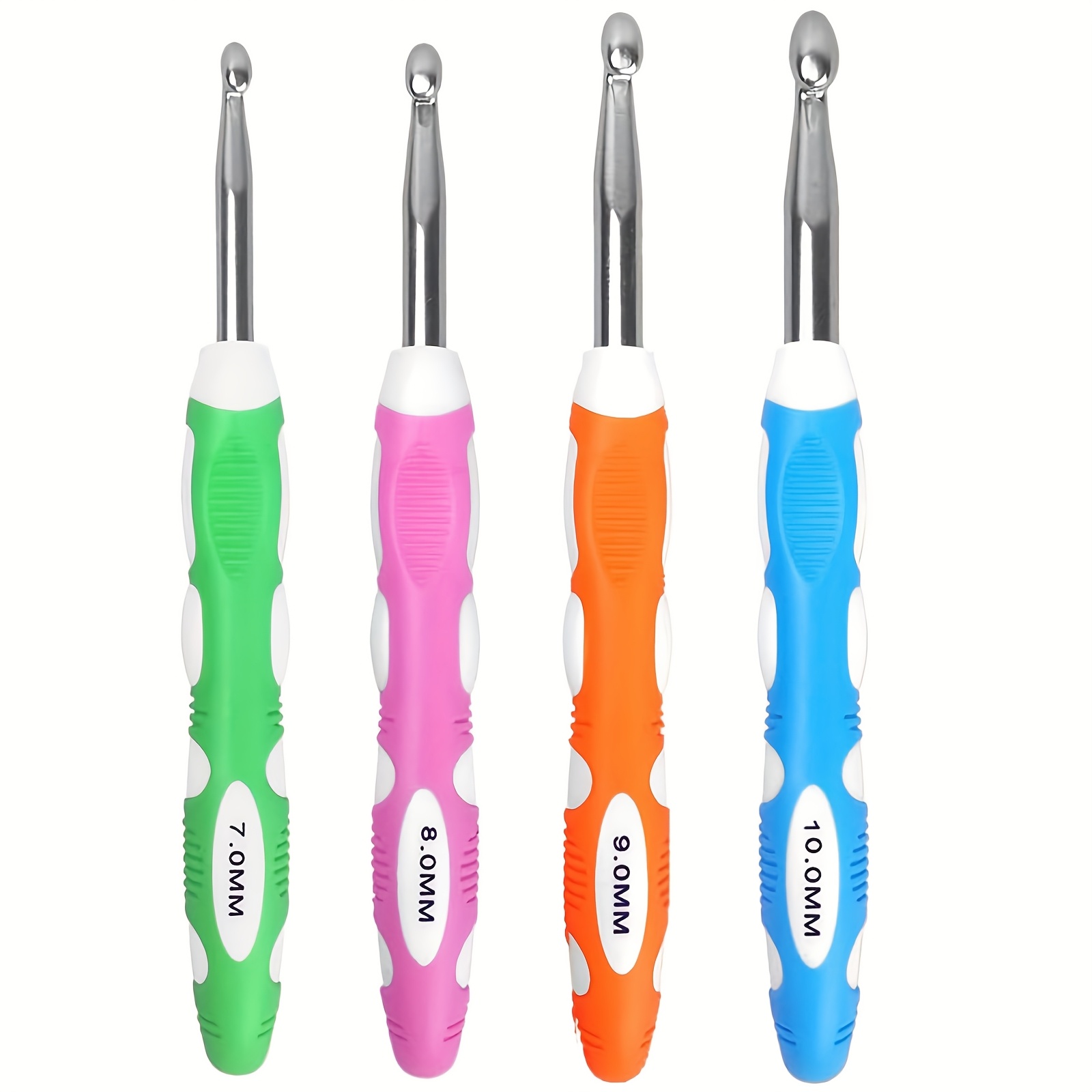 TEMU 4pcs Large Crochet Hooks, 7mm, 8mm, 9mm, 10mm Crochet Hooks Set, Ergonomic Rubber Handle, Perfect For Beginners And Crochet Lovers