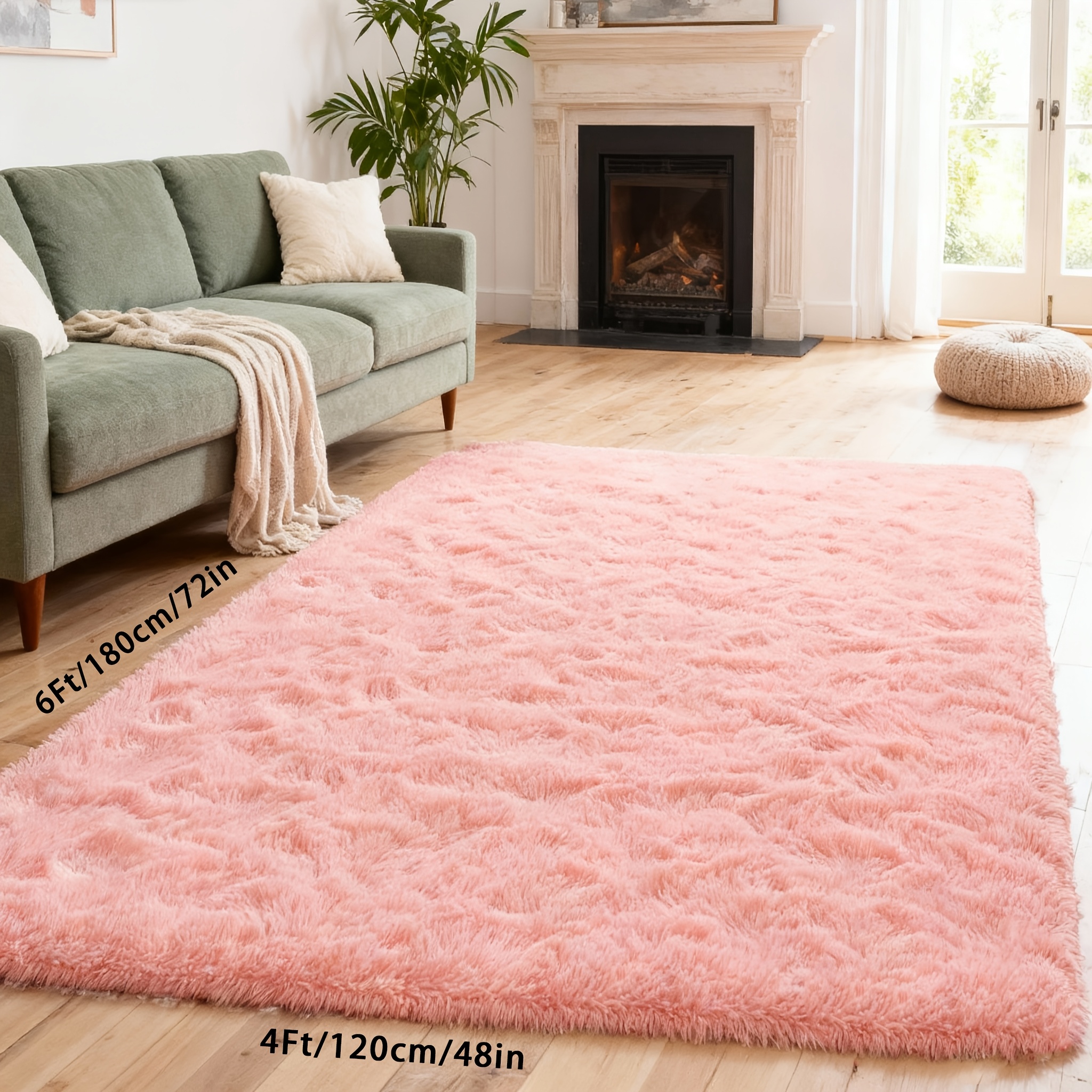 TEMU Soft Black Rugs For Bedroom Living Room, 4x6 Feet Modern Indoor Fluffy Shaggy Area Rug, Non-slip Fuzzy Furry Rug For Bedroom, Dining Room,