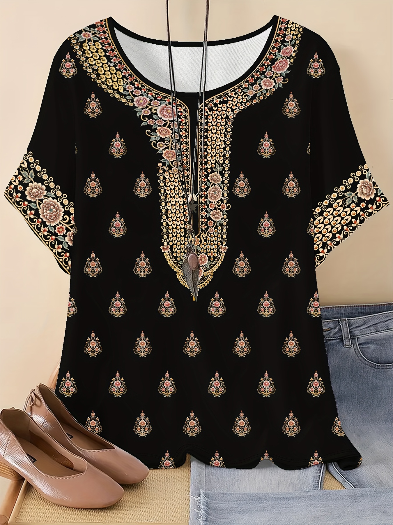 camiseta estampado floral boho chic mujer     - Temu Peru